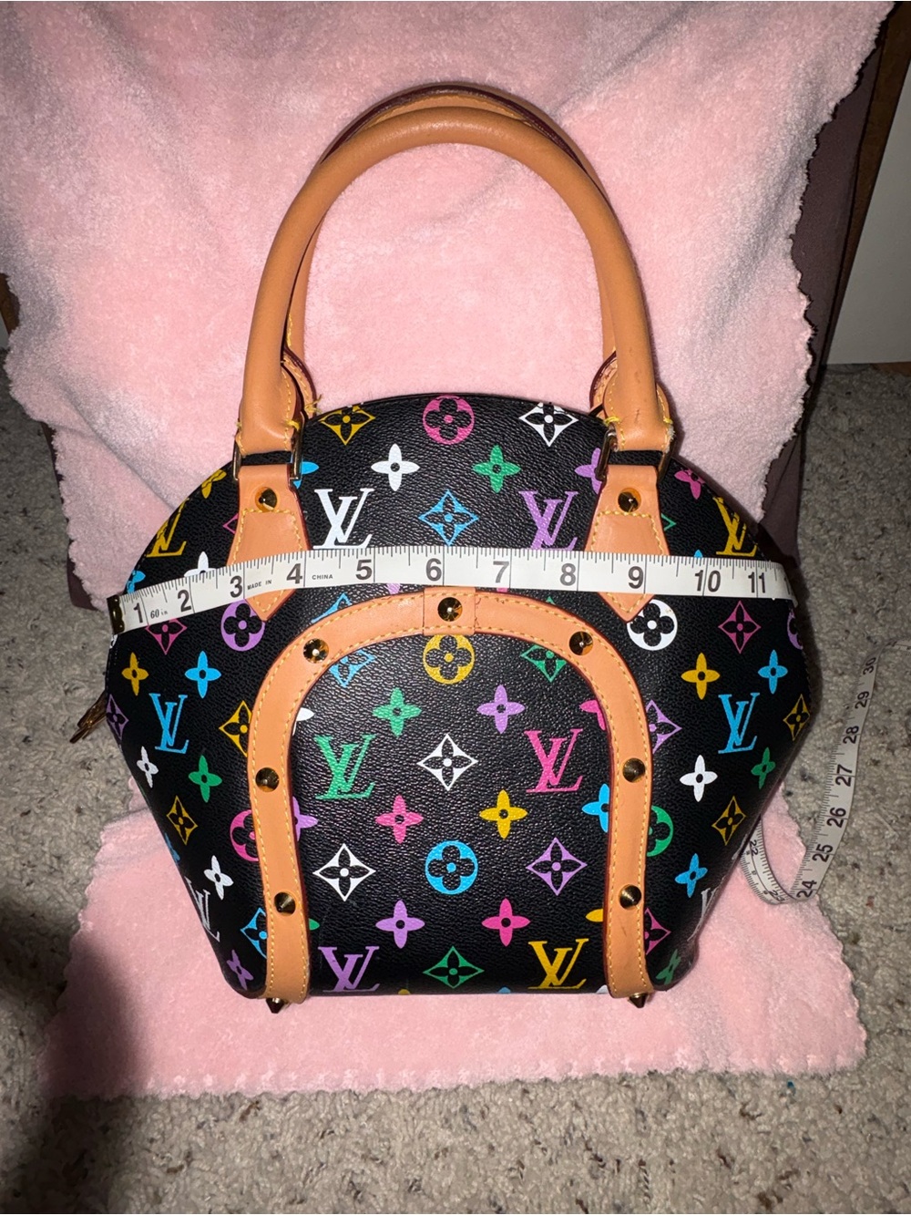 Multicolor Monogram Leather Satchel - Designer Style - Picture 6 of 10